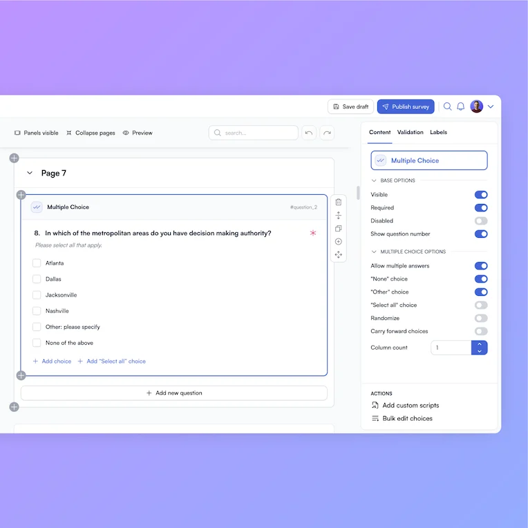 Screenshot of Survey Builder project